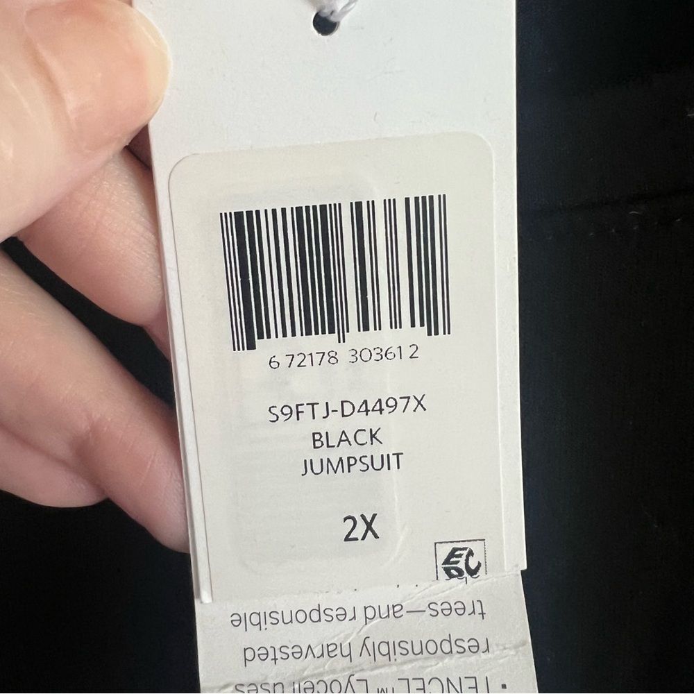 Eileen Fisher Black Tencel Jersey Jumpsuit Drawstring Waist New 2X - Picture 5 of 6